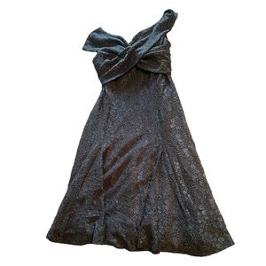 Tahari S. Levine Navy Blue Lace Off Shoulder Knit Dress NWT